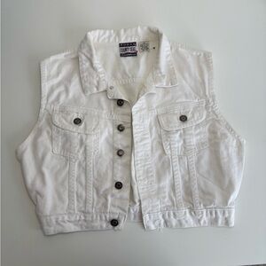 Vintage retro white denim cropped vest